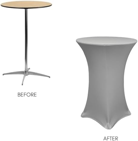 Your Chair Covers - 30 D x 42 H Stretch Spandex Table Cover Grey