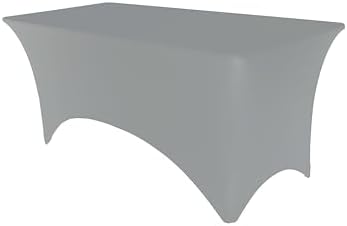 Pomp Stretch Silver 6 Foot Spandex Tablecloth