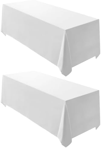 Surmente 2 Pack White Rectangle Tablecloth 90x132 Inch