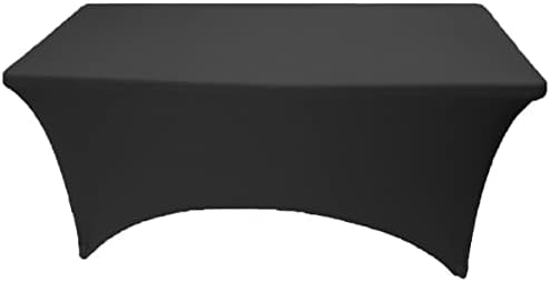 6ft Black Stretch Spandex Table Cover for Rectangular Folding Table