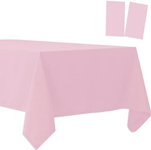 2 Pack Light Pink Plastic Tablecloths for Events