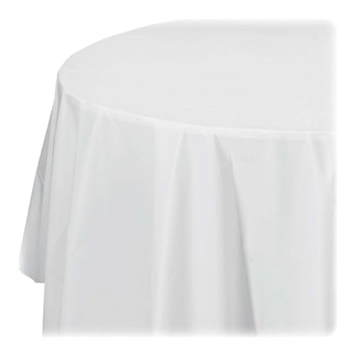 Genuine Joe GJO10330 Plastic Table Cover 84 White Pack of 6