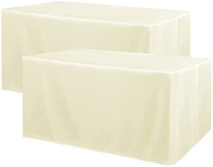 Obstal 2 Pack Table Covers for 4 Foot Rectangle Tables - Cream