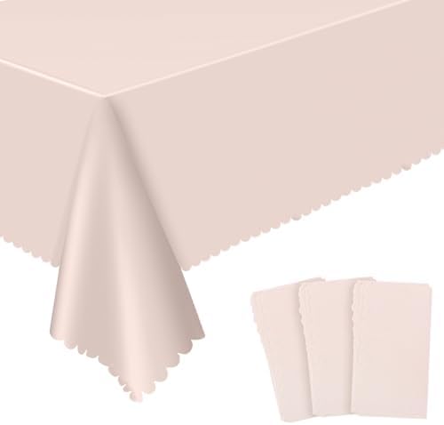 3 Pack Light Pink Plastic Tablecloths 54x108 Inch Party Covers