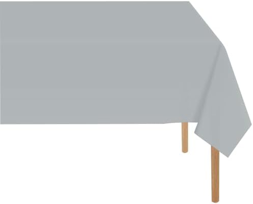 Gray Plastic Tablecloth 2 Pack 54x108 Inch Disposable Table Cover for Rectangular Table