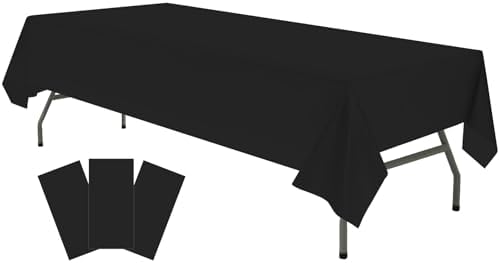 Plastic Black Tablecloths 3 Pack 54x108 Inch for Party Use