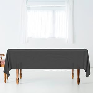 5 Pack Premium Black Plastic Tablecloth 108x54in