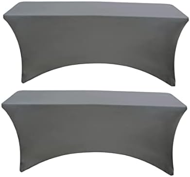 6 ft Dark Grey Spandex Tablecover 2 Pack for Folding Tables