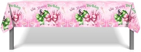 2-Pack Pink Green Party Tablecloths 51x87 Inch Waterproof Tablecovers for Birthday and Baby Shower
