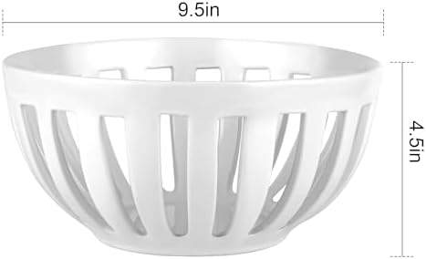 SLIVOUS Ceramic Fruit Bowl 95 Inch White