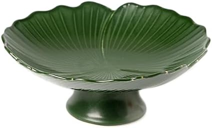 Green Ceramic Fruit Bowl with Lucky Clover Design 85 Inch