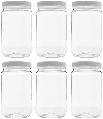 Plastic Storage Jars with Leak Proof Lids 16oz 6 Pack