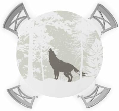 Winter Wolf Round Waterproof Table Cover Fitted Tablecloth 36-44 Inches