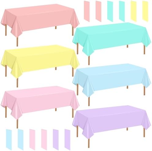 12 Pack Pastel Rainbow Tablecloths for Parties
