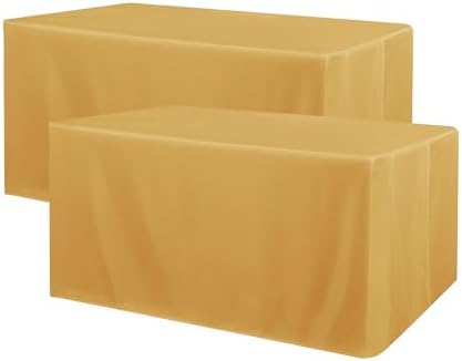 Obstal 2 Pack Tablecloths for 4 Foot Rectangular Tables - Water Resistant Gold