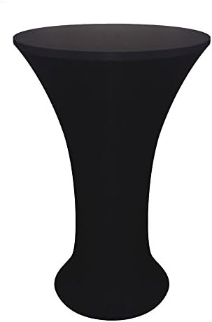 JISEN Cocktail Spandex Fitted Stretchable Elastic Tablecloth Black