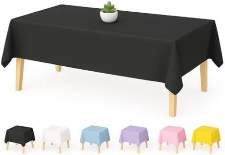 YHMLUX Disposable Table Cloth 12 Pack Black 54x108 Inch