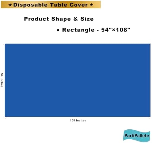 3-Pack Premium Plastic Royal Blue Tablecloths 54x108 Rectangle for Parties