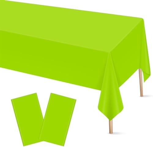 Mulbozy 2 Pcs Lime Green Plastic Tablecloth for Rectangle Table 54x108 Inches