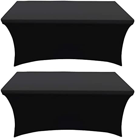 8 Ft Black Spandex Tablecover for Folding Tables