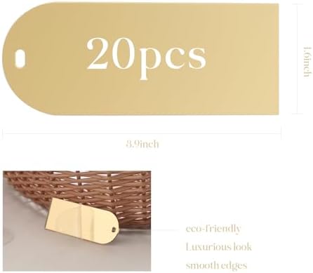 UNIQOOO 20 Pcs Mirror Gold Acrylic Place Cards for Events