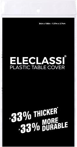 Eleclassi Black 6 Pack Premium Plastic Tablecloths 54x108in