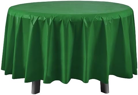 Eleclassi Emerald Green 6 Pack Round Disposable Tablecloths - 84 Inch