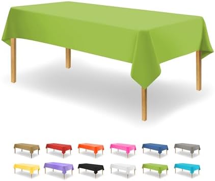 Lime Green Disposable Tablecloth for Rectangle Tables 12 Pack