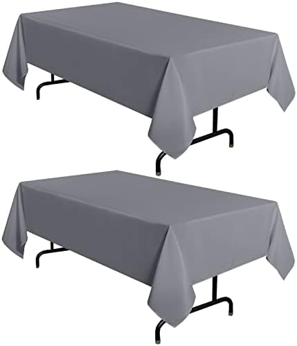 Sancua 2 Pack Light Grey Tablecloths 60x84 Inch
