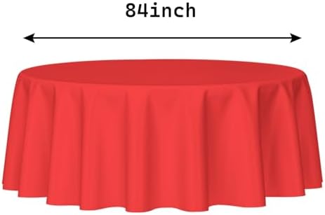 HEIPINIUYE 2 Pack Red Round Tablecloth 84 Inch Waterproof Disposable Table Cover