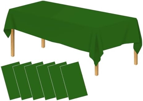 6 Pack Green Plastic Tablecloths for 8 Foot Table