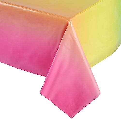 Sparkle and Bash 3 Pack Plastic Ombre Rainbow Tablecloth