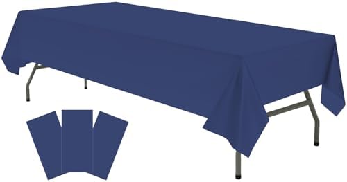 Navy Blue Plastic Tablecloths 3 Pack for 6-8 Foot Tables