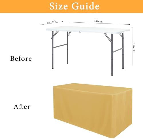 Obstal 2 Pack Tablecloths for 4 Foot Rectangular Tables - Water Resistant Gold