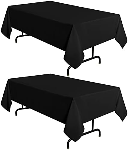 Sancua 2 Pack Black Tablecloth 60x84 Inch Rectangle 4 Feet Table Cover