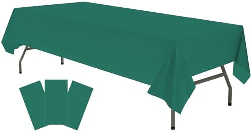 Dark Green Plastic Tablecloths 3 Pack for Outdoor Parties