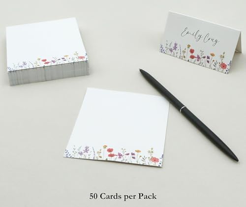 Wildflower Place Cards for Wedding Seating Set of 50