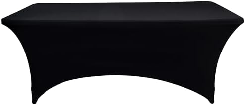 6-Pack 6ft Black Spandex Table Covers for Rectangle Tables