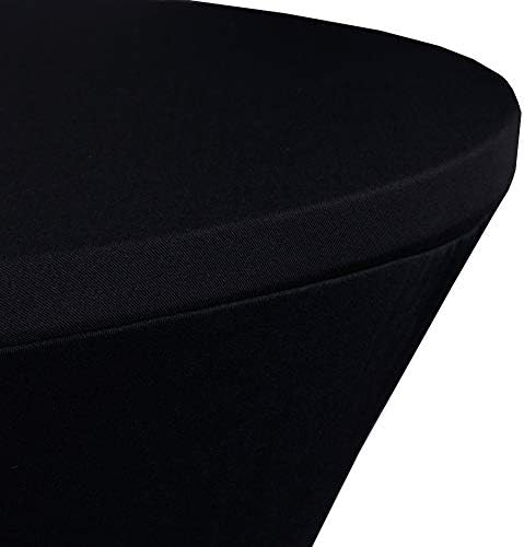 JISEN Cocktail Spandex Fitted Stretchable Elastic Tablecloth Black