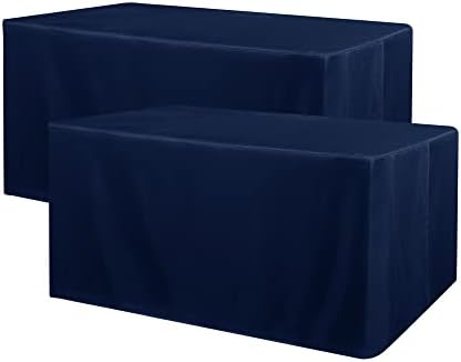 Obstal 2 Pack Water Resistant Tablecloths for 4 Foot Rectangular Tables - Navy