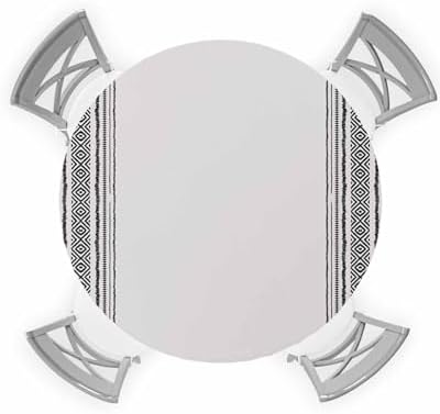 Grey Boho Round Waterproof Table Cover for Indoor Outdoor Use