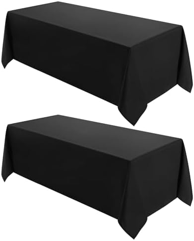 VidaFete 2 Pack 90x132 Inch Black Tablecloth