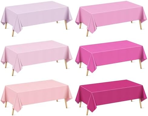 Just Shimmer 6 Piece Pink Tablecloth 54x72 Waterproof Disposable
