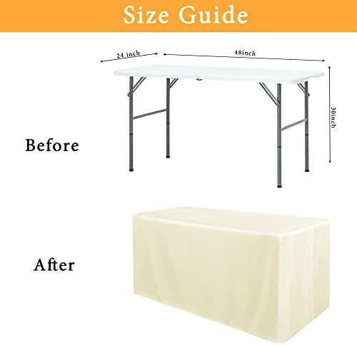 Obstal 2 Pack Table Covers for 4 Foot Rectangle Tables - Cream