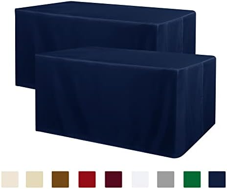 Obstal 2 Pack Water Resistant Tablecloths for 4 Foot Rectangular Tables - Navy