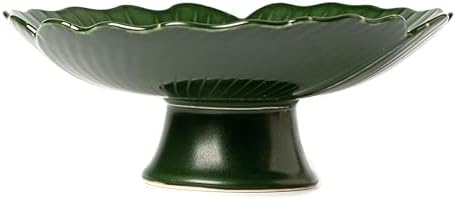Green Ceramic Fruit Bowl with Lucky Clover Design 85 Inch