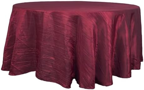 120 Inch Burgundy Accordion Crinkle Taffeta Round Tablecloth