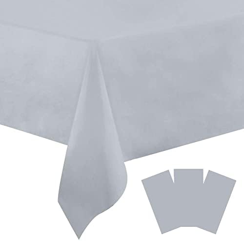 3 Pack Grey Disposable Tablecloth 54x108 Inches