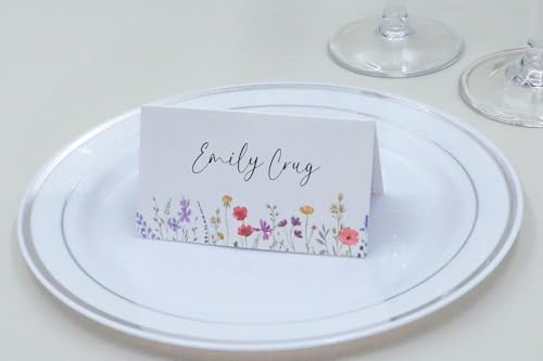 Wildflower Place Cards for Wedding Seating Set of 50