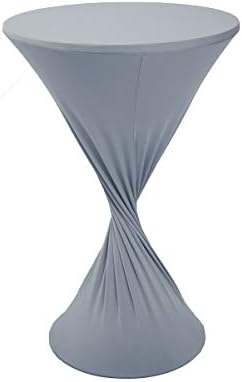 JISEN Cocktail Spandex Fitted Stretchable Tablecloth C-Silver Grey 24x43 Inch